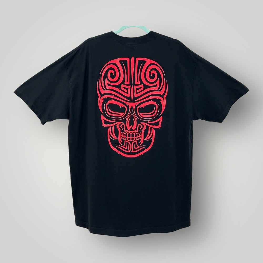 Hot Leathers Tribal Skull T Shirt Mens XL Black Biker Graphic Double Sided Tee